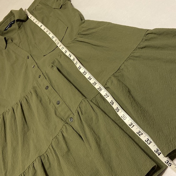 Veronica Beard Trisha Tiered Shirt Green Dress with liner Button Down Size Large - Picture 13 of 15